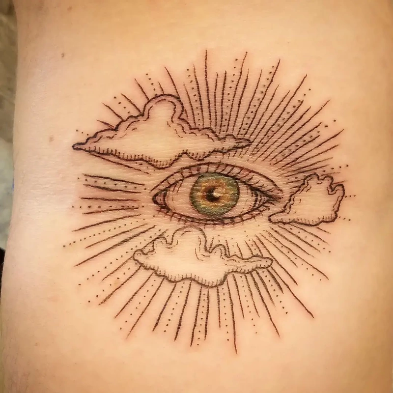 Eye tattoo done by Brian Haggerty at Overlord Tattoo Studio, Palm Coast, Flagler Beach FL. 