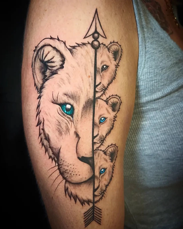 Lioness cub tattoo done by Brian Haggerty at Overlord Tattoo Studio, Palm Coast, Flagler Beach FL. 