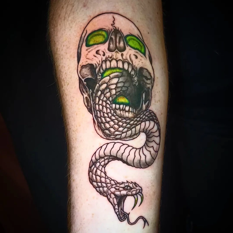 Death eater tattoo done by Brian Haggerty at Overlord Tattoo Studio, Palm Coast, Flagler Beach FL. 