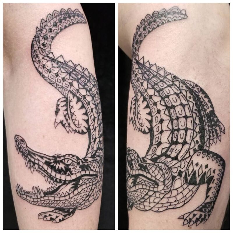 Alligator tribal tattoo done at Overlord Tattoo Shop in Palm Coast FL