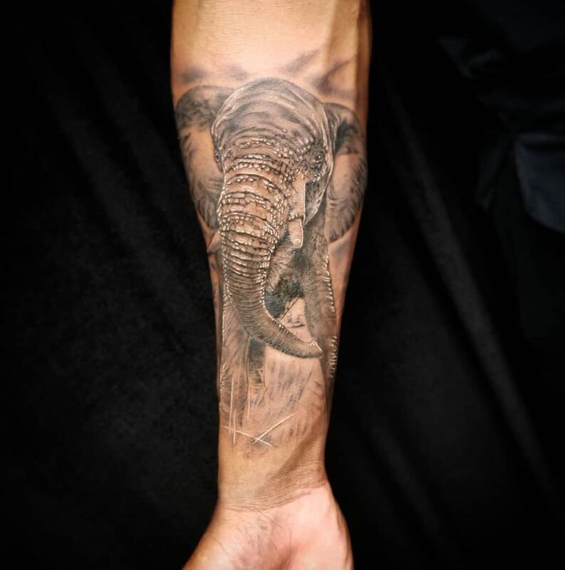 Elefant tattoo done at Overlord Tattoo Shop in Palm Coast FL