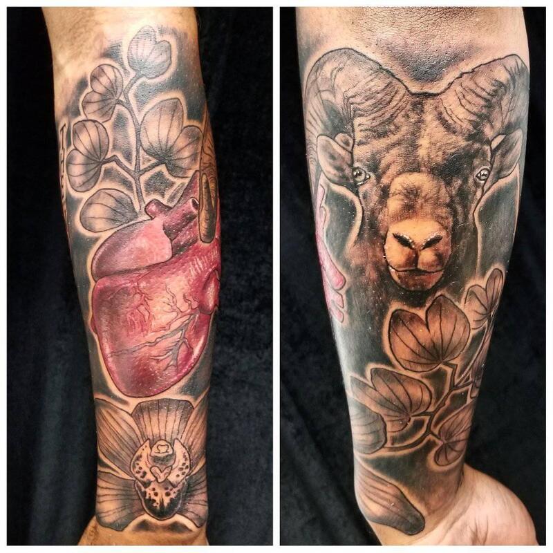 heart,orchid,capricorn,tattoo, Overlord Tattoo Studio Palm Coast FL
